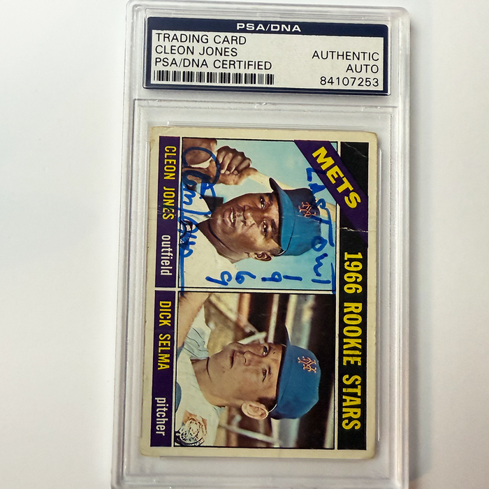 Cleon Jones Signed 1966 Topps Rookie #67 Last Out 1969 PSA Auto Authentic