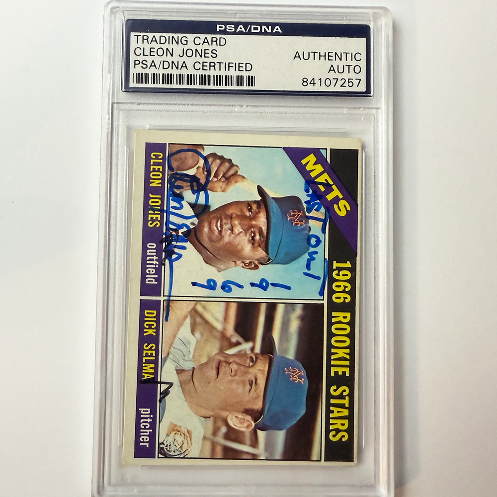 Cleon Jones Signed 1966 Topps Rookie #67 Last Out 1969 PSA Auto Authentic