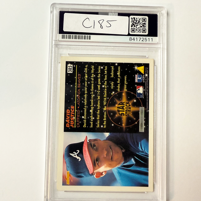 David Justice Signed 1996 Score #385 PSA Auto Authentic