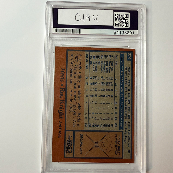 Ray Knight Signed 1978 Topps Rookie #674 PSA Auto Authentic