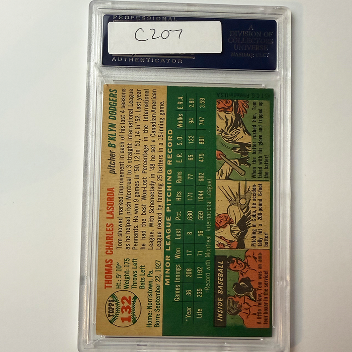 Tommy Lasorda Signed 1954 Topps Rookie #132 PSA Auto Authentic