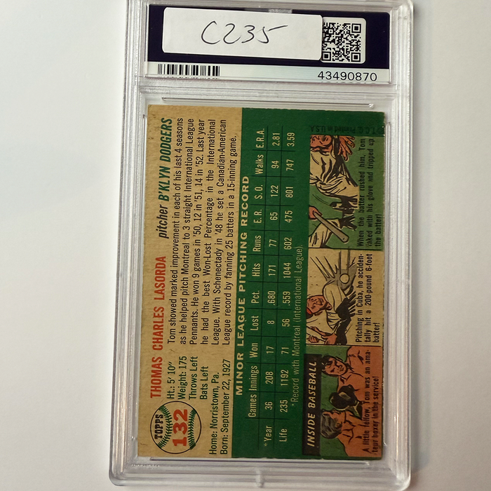 Tommy Lasorda Signed 1954 Topps Rookie #132 HOF 97 PSA 10 Auto
