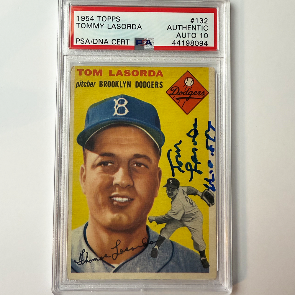 Tommy Lasorda Signed 1954 Topps Rookie #132 HOF 97 PSA 10 Auto