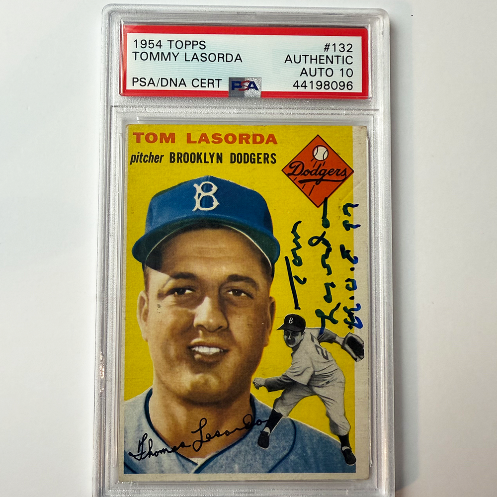 Tommy Lasorda Signed 1954 Topps Rookie #132 HOF 97 PSA 10 Auto