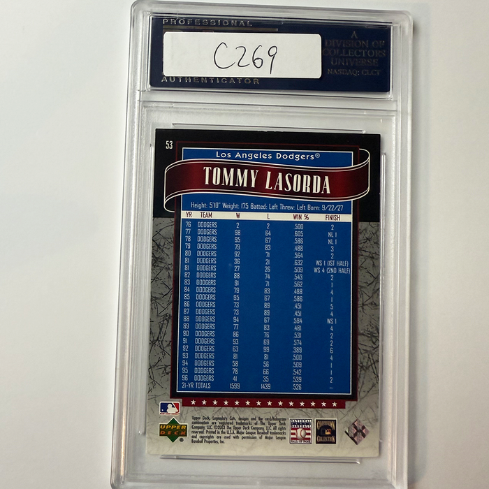 Tommy Lasorda Signed 2003 UpperDeck SP Legendary Cuts #53 PSA Auto Authentic