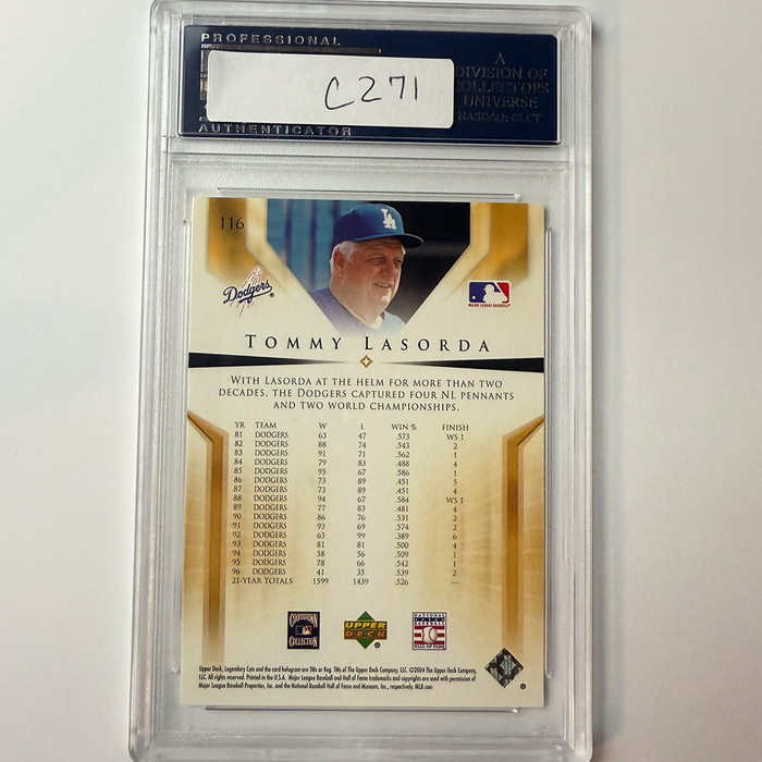 Tommy Lasorda Signed 2004 UpperDeck SP Legendary Cuts #116 PSA Auto Autnentic