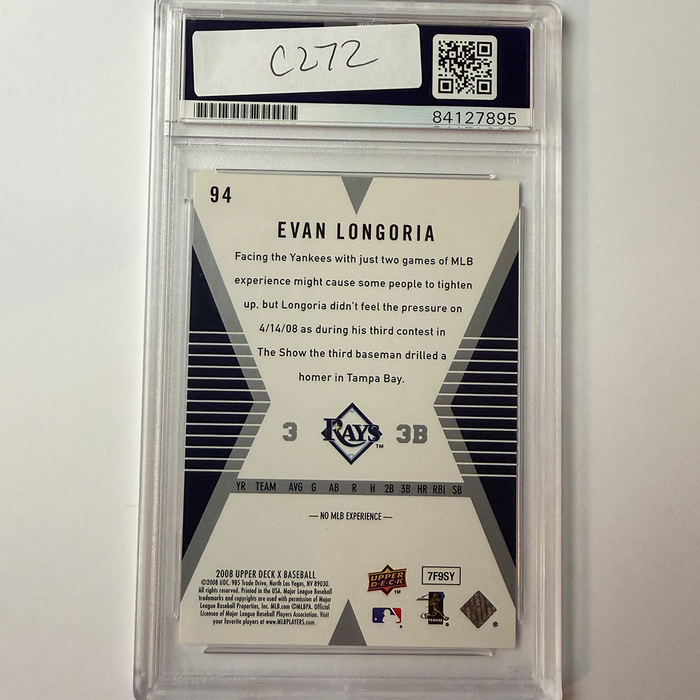 Evan Longoria Signed 2008 Upper Deck X Rookie #94 PSA Auto Authentic