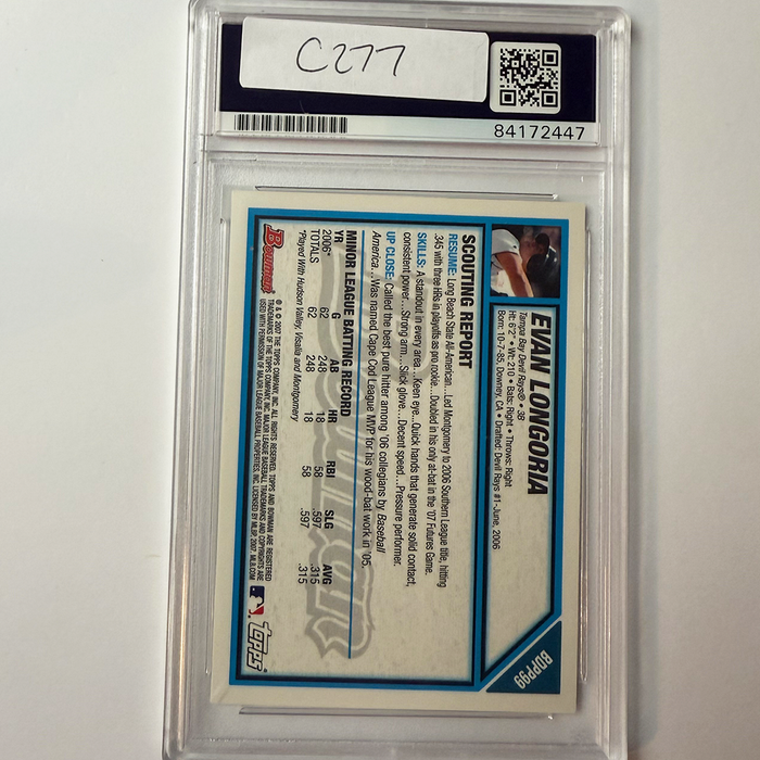 Evan Longoria Signed 2007 Bowman Gold #BDPP99 Rookie PSA Auto Authentic