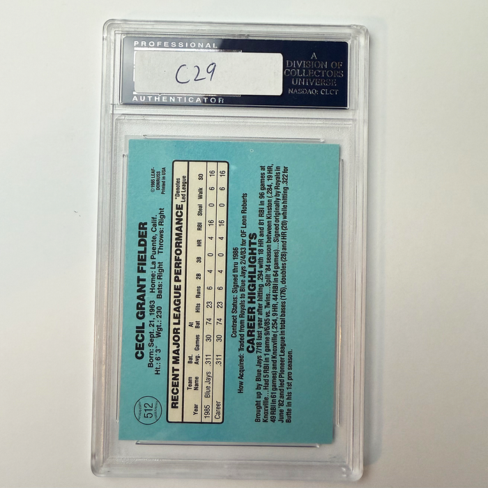 Cecil Fielder Signed 1986 Donruss Rookie Card #512 With Big Daddy PSA Auto Authentic