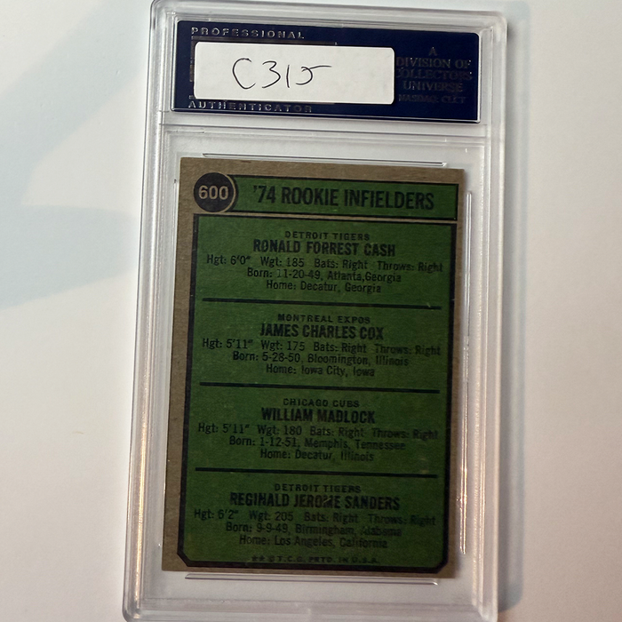 Bill Madlock Signed 1974 Topps Rookie #600 PSA Auto Authentic