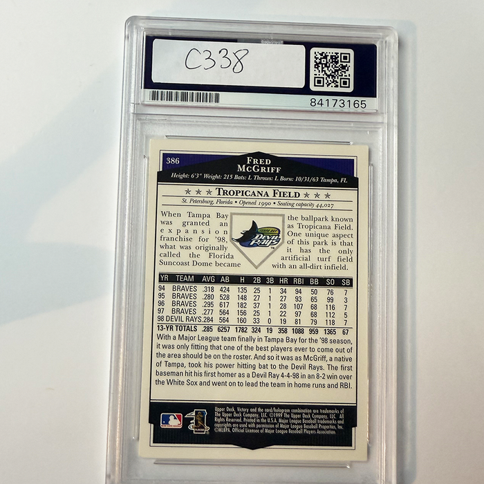 Fred McGriff Signed 1999 Victory #386 PSA Auto Authentic