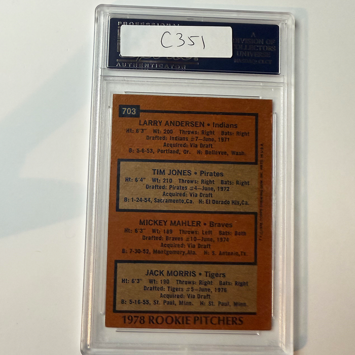 Jack Morris Signed 1978 Topps Rookie #703 PSA Auto Authentic