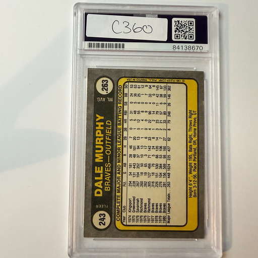 Dale Murphy Signed 1981 Fleer #243 PSA Auto Authentic 1st Fleer Card