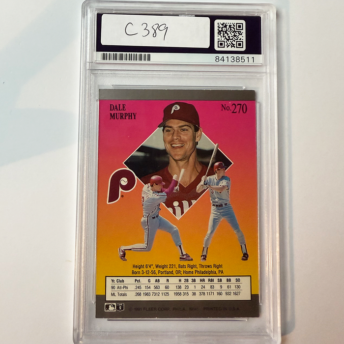 Dale Murphy Signed 1991 Fleer Ultra #270 PSA Auto Authentic