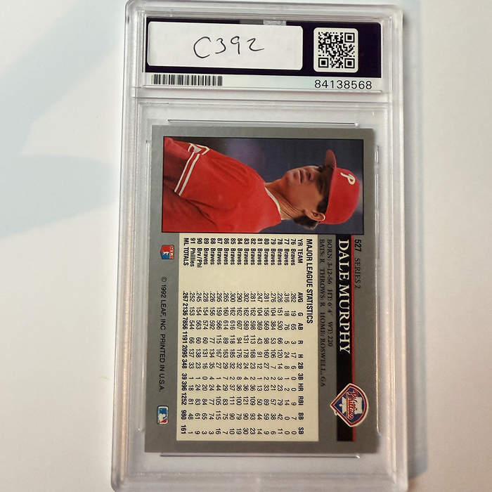 Dale Murphy Signed 1992 Leaf #527 PSA Auto Authentic