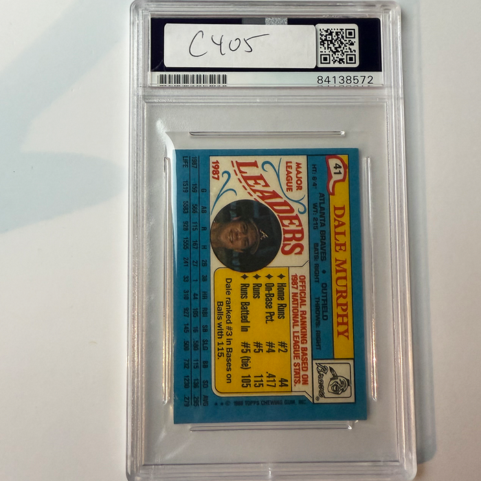Dale Murphy Signed 1988 Topps Leaders #41 PSA Auto Authentic