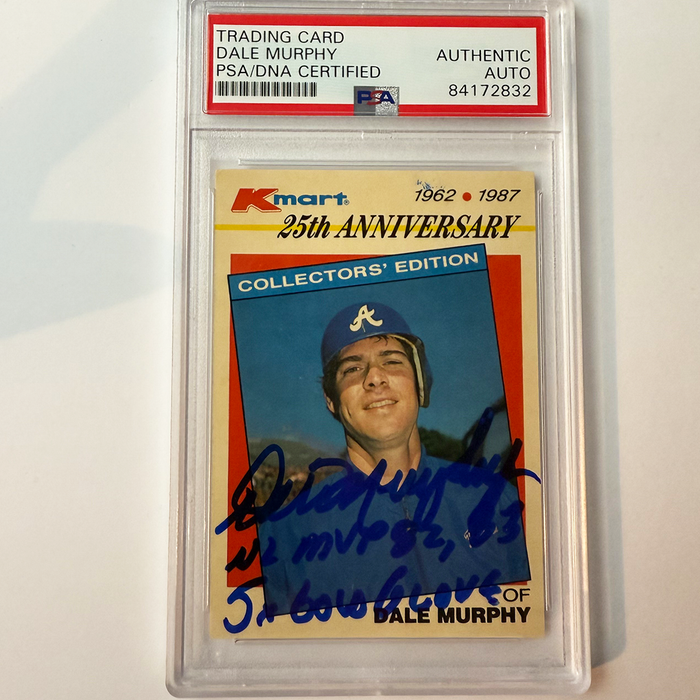 Dale Murphy Sgiend 1987 Topps Kmart #29 2 Inscriptions PSA Auto Authentic