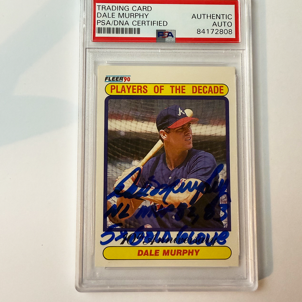 Dale Murphy Signed 1990 Fleer #623 w/2 Inscriptions PSA Auto Authentic
