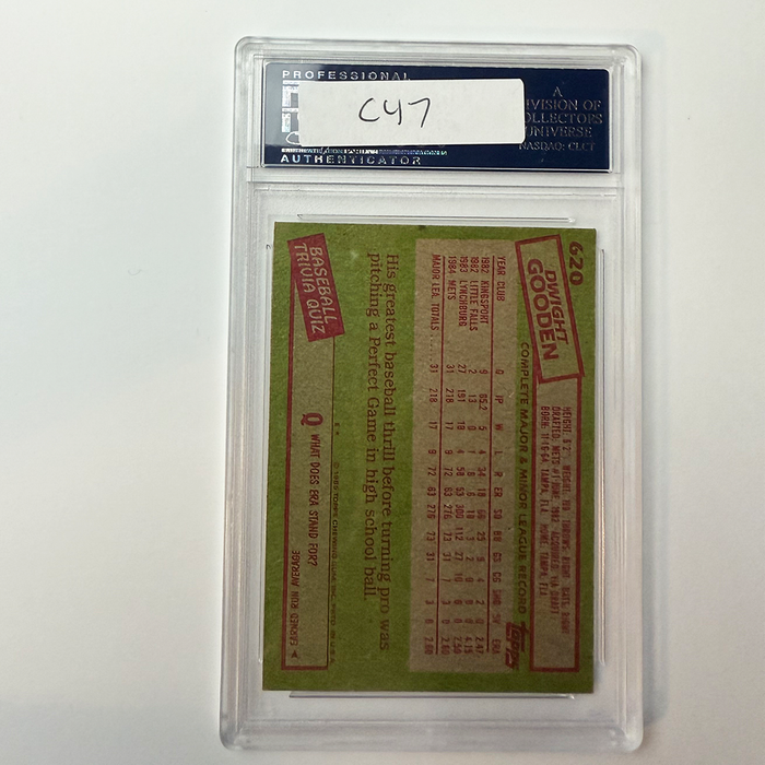 Dwight Gooden Signed 1985 Topps Rookie #620 84 ROY PSA Auto Authentic