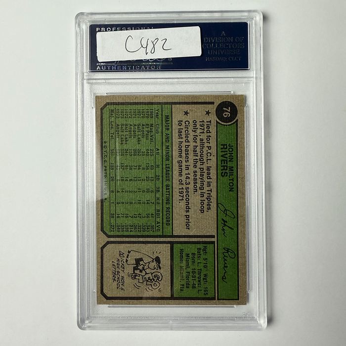 Mickey Rivers Signed 1974 Topps #76 "The Quick" PSA Auto Authentic
