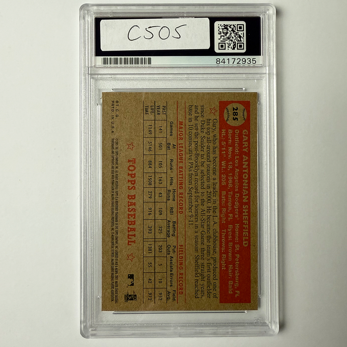 Gary Sheffield Signed 2001 Topps Heritage #285 PSA Auto Authentic