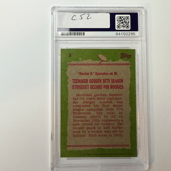 Dwight Gooden Signed 1985 Topps Rookie #3 PSA Auto Authentic