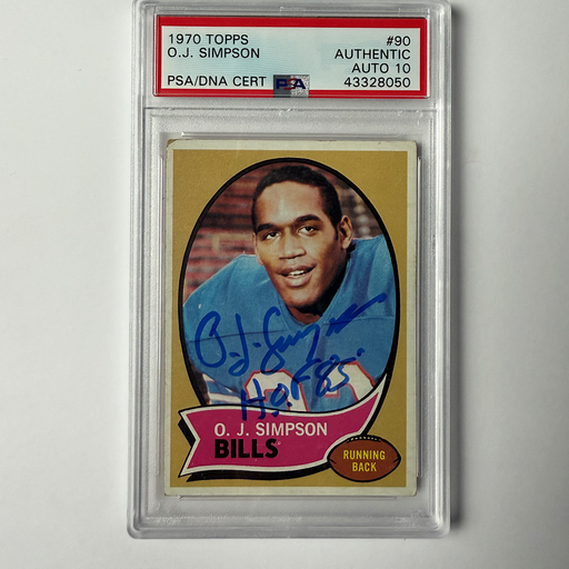 OJ Simpson Signed 1970 Topps ROOKIE #90 W/HOF 85 PSA 10 Auto