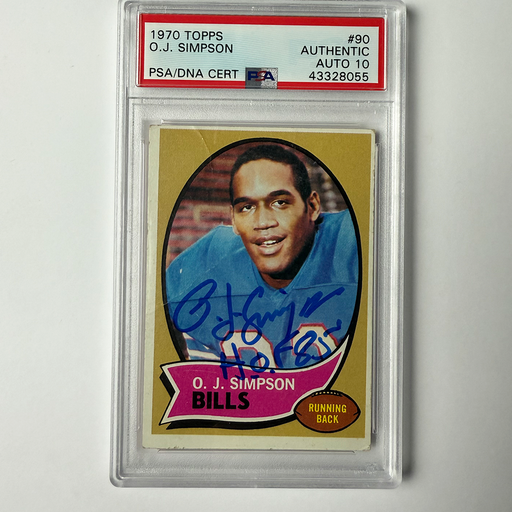 OJ Simpson Signed 1970 Topps ROOKIE #90 W/HOF 85 PSA 10 Auto