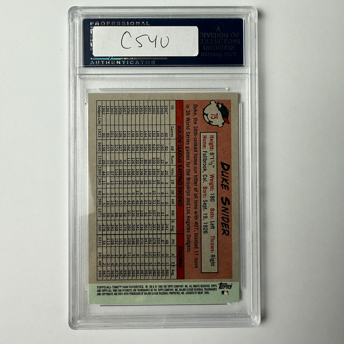 Duke Snider Signed 2015 Topps Fan Favorite #75 PSA Auto Authentic