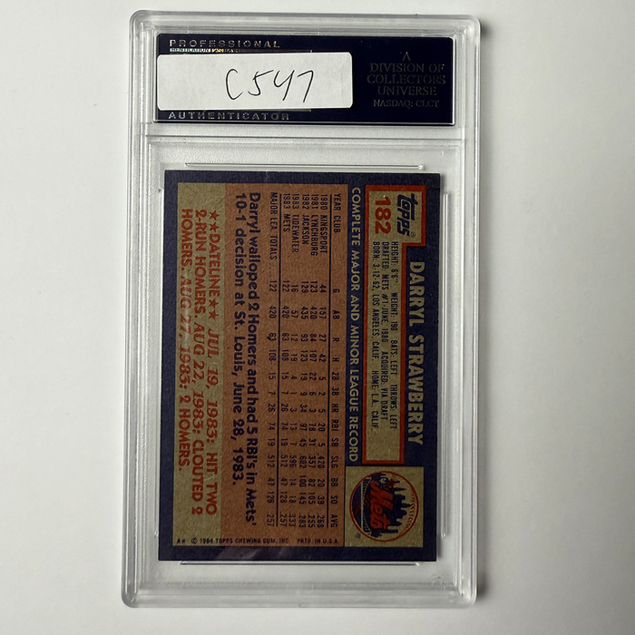 Darryl Strawberry Signed 1984 Topps Rookie #182 w/83 ROY PSA Auto Authentic