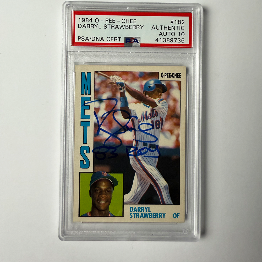 Darryl Strawberry Signed 1984 OPC Rookie #182 83 ROY PSA Auto Authentic