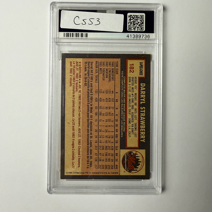 Darryl Strawberry Signed 1984 OPC Rookie #182 83 ROY PSA Auto Authentic