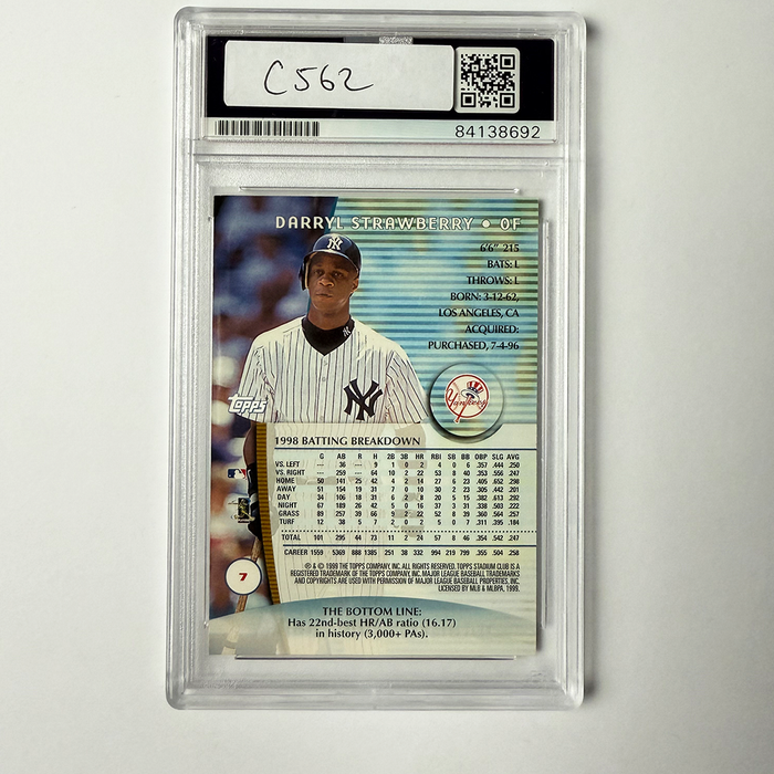 Darryl Strawberry Signed 1999 Stadium Club #7 PSA Auto Authentic