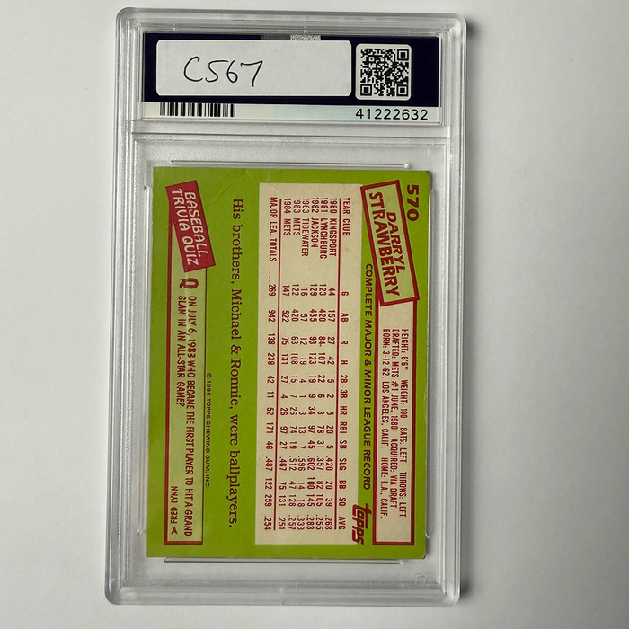 Darryl Strawberry Signed 1985 Topps TIFFANY #570 PSA Auto Authentic
