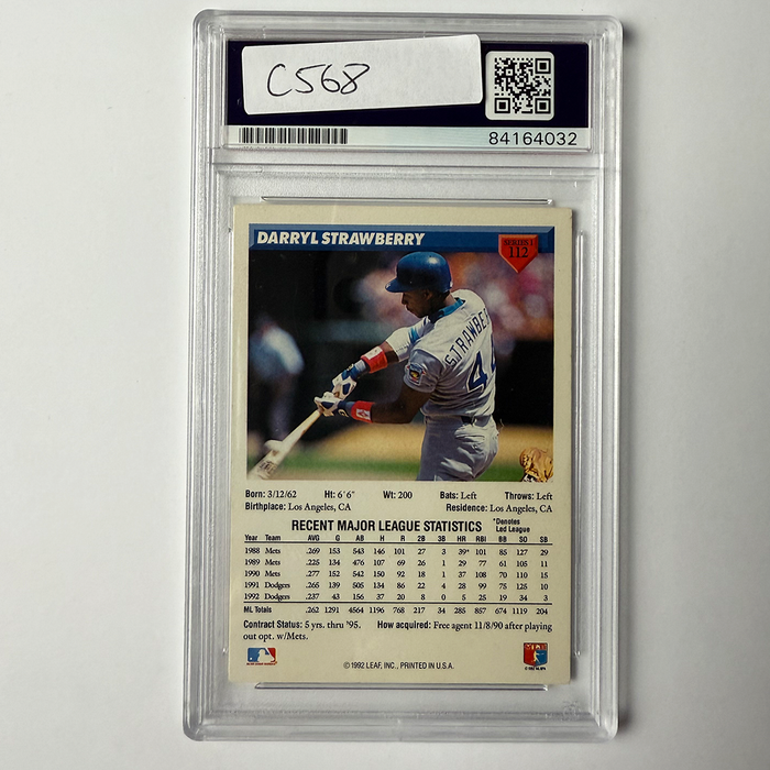 Darryl Strawberry Signed 1993 Donruss #112 PSA Auto Authentic