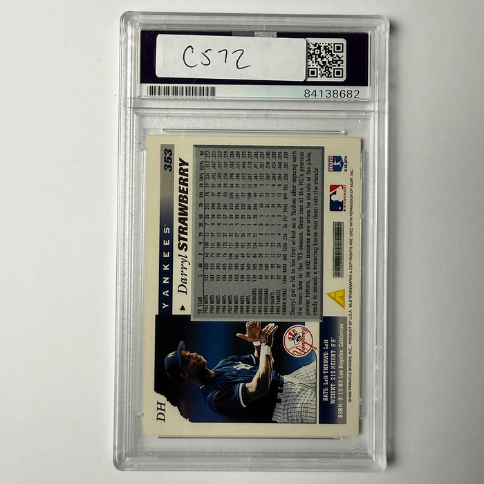 Darryl Strawberry Signed 1996 Pinnacle #353 PSA Auto Authentic