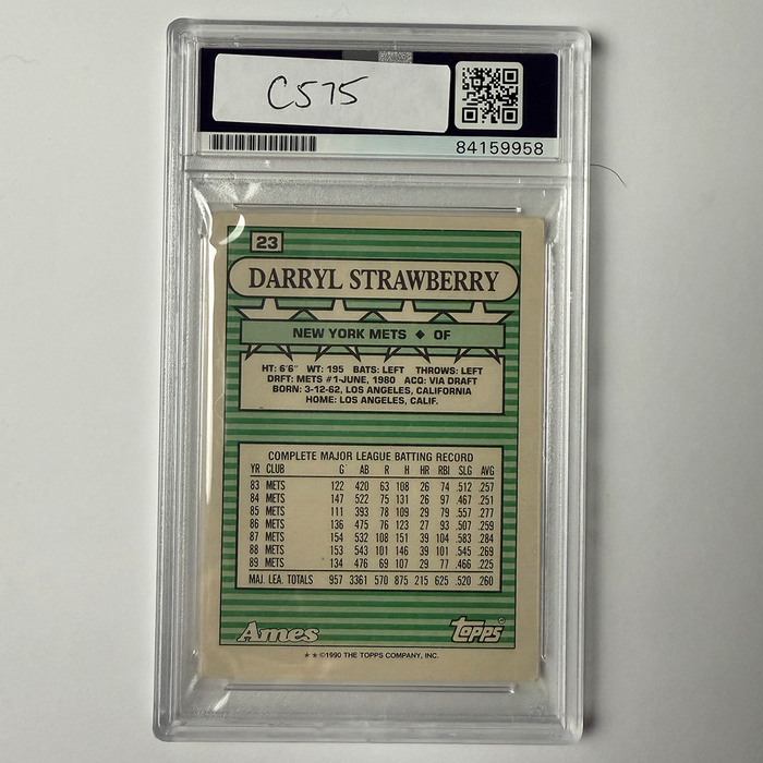 Darryl Strawberry Signed 1990 Topps Ames #23 PSA Auto Authentic