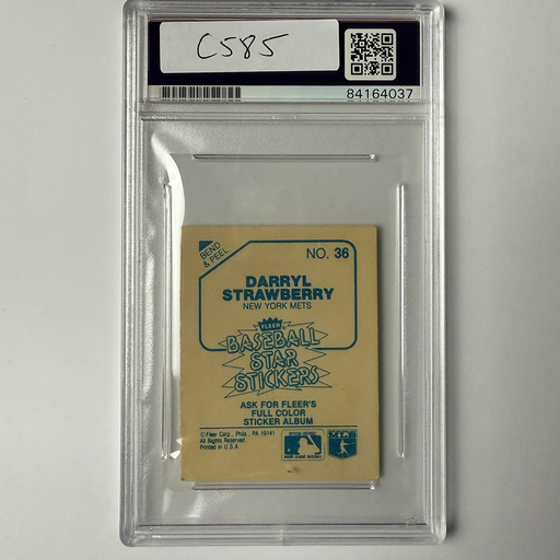 Darryl Strawberry Signed 1985 Fleer Sticker #36 PSA Auto Authentic