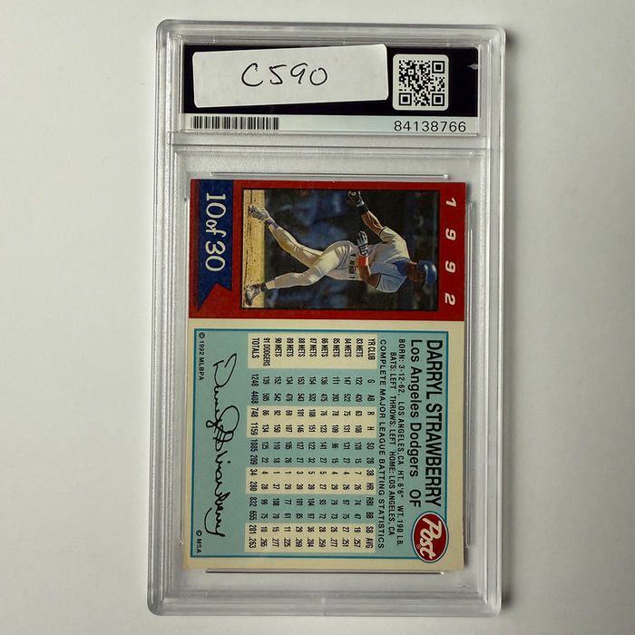 Darryl Strawberry Signed 1992 Post #10 PSA Auto Authentic
