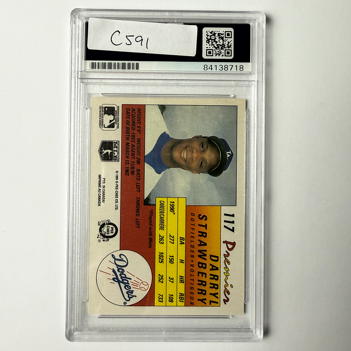 Darryl Strawberry Signed 1991 OPC Premier #117 PSA Auto Authentic