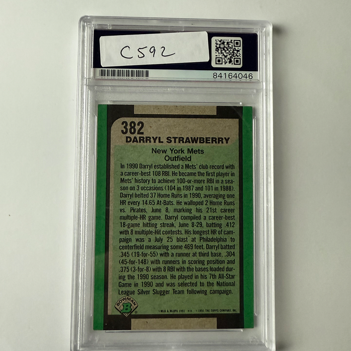 Darryl Strawberry Signed 1991 Bowman #382 PSA Auto Authentic