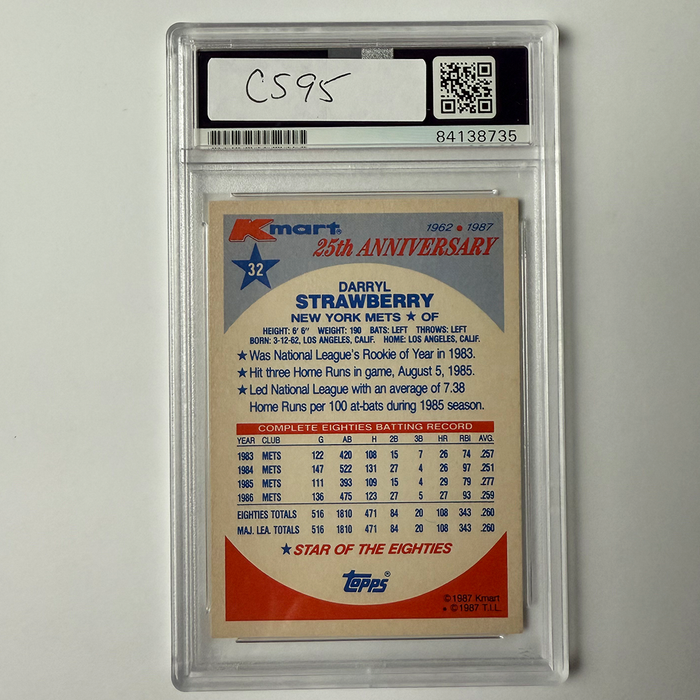 Darryl Strawberry Signed 1987 Topps Kmart #32 PSA Auto Authentic