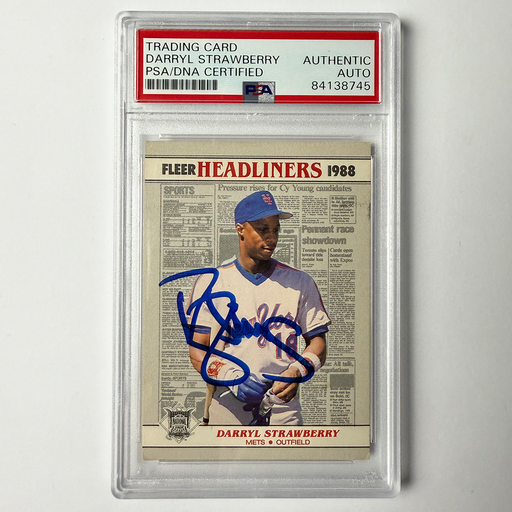 Darryl Strawberry Signed 1988 Fleer Headliners #4 PSA Auto Authentic
