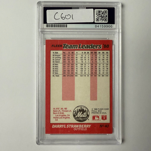 Darryl Strawberry Signed 1988 Fleer Kaybee #40 PSA Auto Authentic