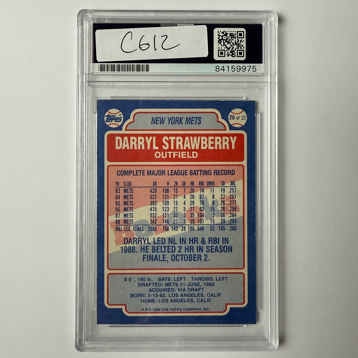 Darryl Strawberry Signed 1989 Topps Bazooka #20 PSA Auto Authentic