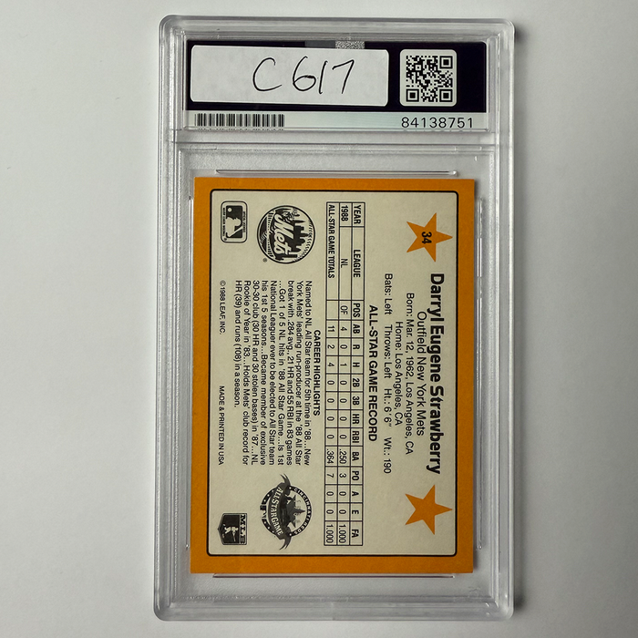 Darryl Strawberry Signed 1989 Donruss All Star #34 PSA Auto Authentic