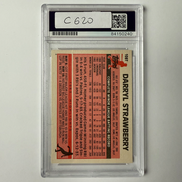 Darryl Strawberry Signed 1983 Topps Traded Rookie #108T 83 ROY PSA Auto Authentic