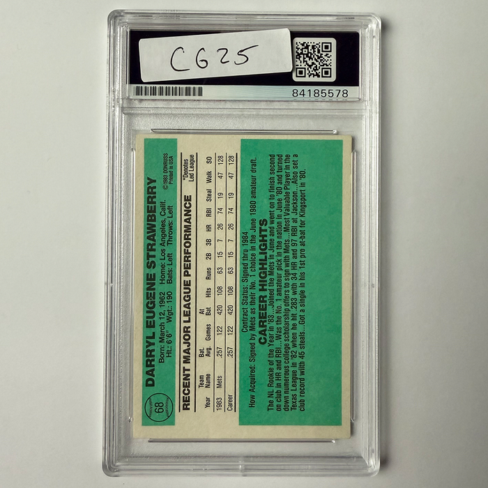Darryl Strawberry Signed 1984 Donruss Rookie #68 PSA Auto Authentic