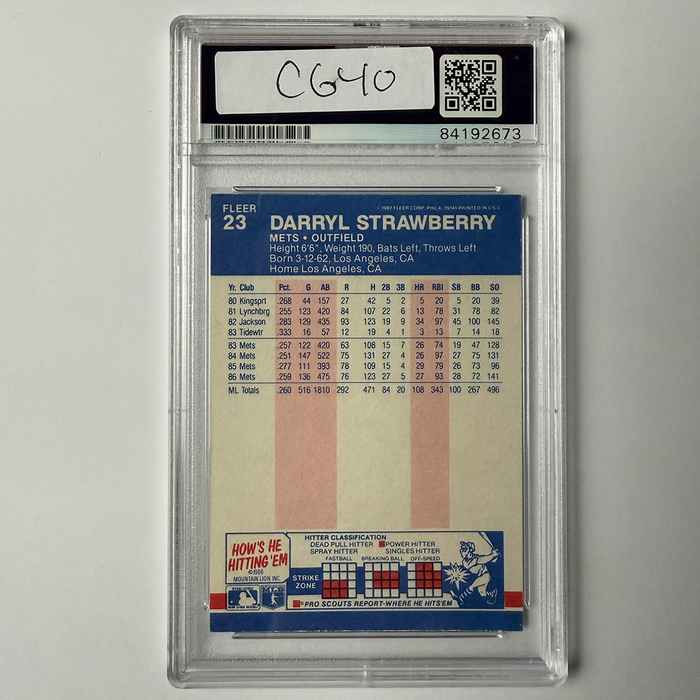 Darryl Strawberry Signed 1987 Fleer #23 PSA Auto Authentic