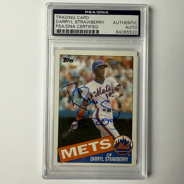 Darryl Strawberry Signed 1985 Topps #570 w/83 ROY PSA Auto Authentic